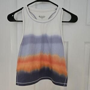 Athleta White, Purple, Orange Shanti Ombre Cropped Racerback Tank Top, Size S